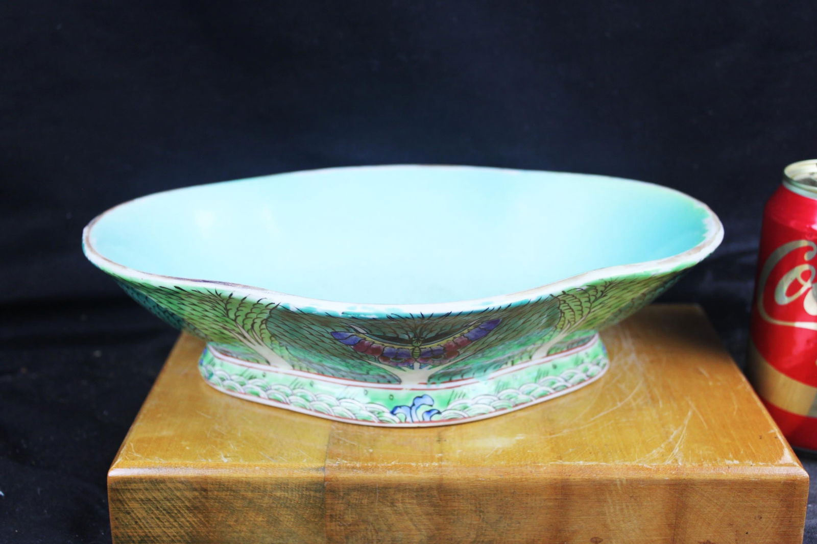 Antique Chinese “Cabbage Leaf?? Butterfly Porcelain Alter Bowl (1 of 7)