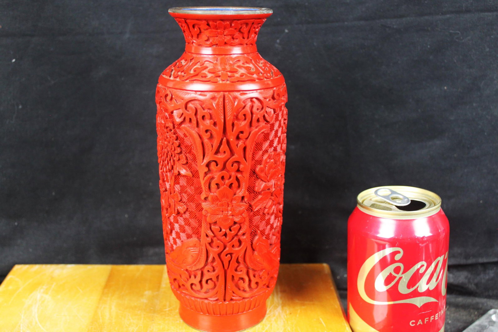 Chinese Cinnabar Vase: 8''x3''
