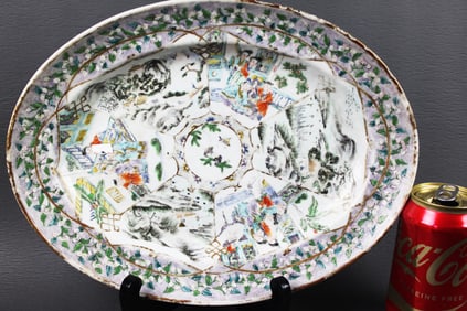 Large Antique Chinese Canton Medallion Porcelain Platter