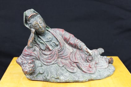 Antique Chinese Bronze Guanyin Statue