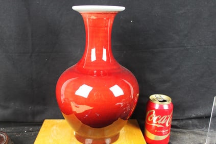 ANTIQUE CHINESE VASE, SANG DE BOEUF GLAZE