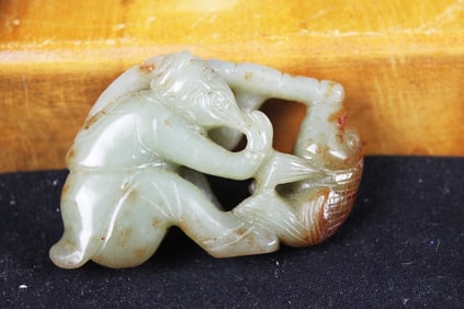 Antique Chinese Hand Carved Jade - cloud pattern