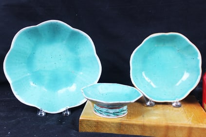 ANTIQUE CHINESE FAMILLE VERTE PORCELAIN FOOTED DECORATED BOWLs~FLORALS