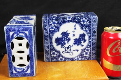 Antique Chinese Square Porcelain boxes