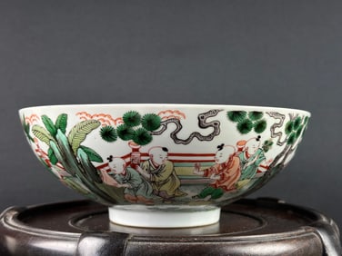 Antique 19th C. Chinese Famille Verte Porcelain Bowl