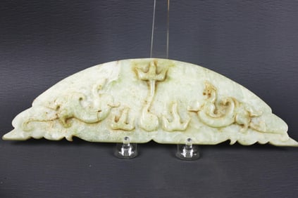 Chilong Jade Half-Moon Plaque
