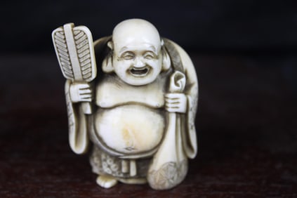Antique Hand carved bone Buddha statue