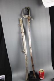 Antique European Officer’s Etched Dress Saber with Scabbard