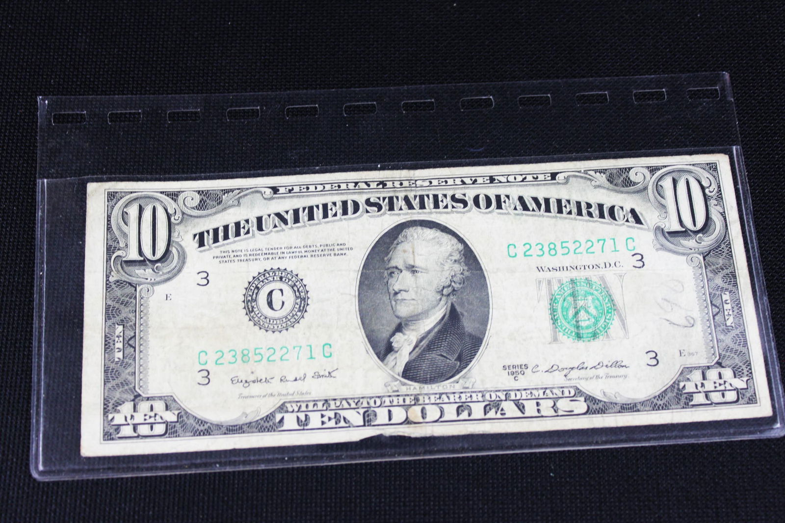1950C $10 Federal Reserve Note –C23852271C Circulated Vintage U.S. Paper Money (1 of 2)