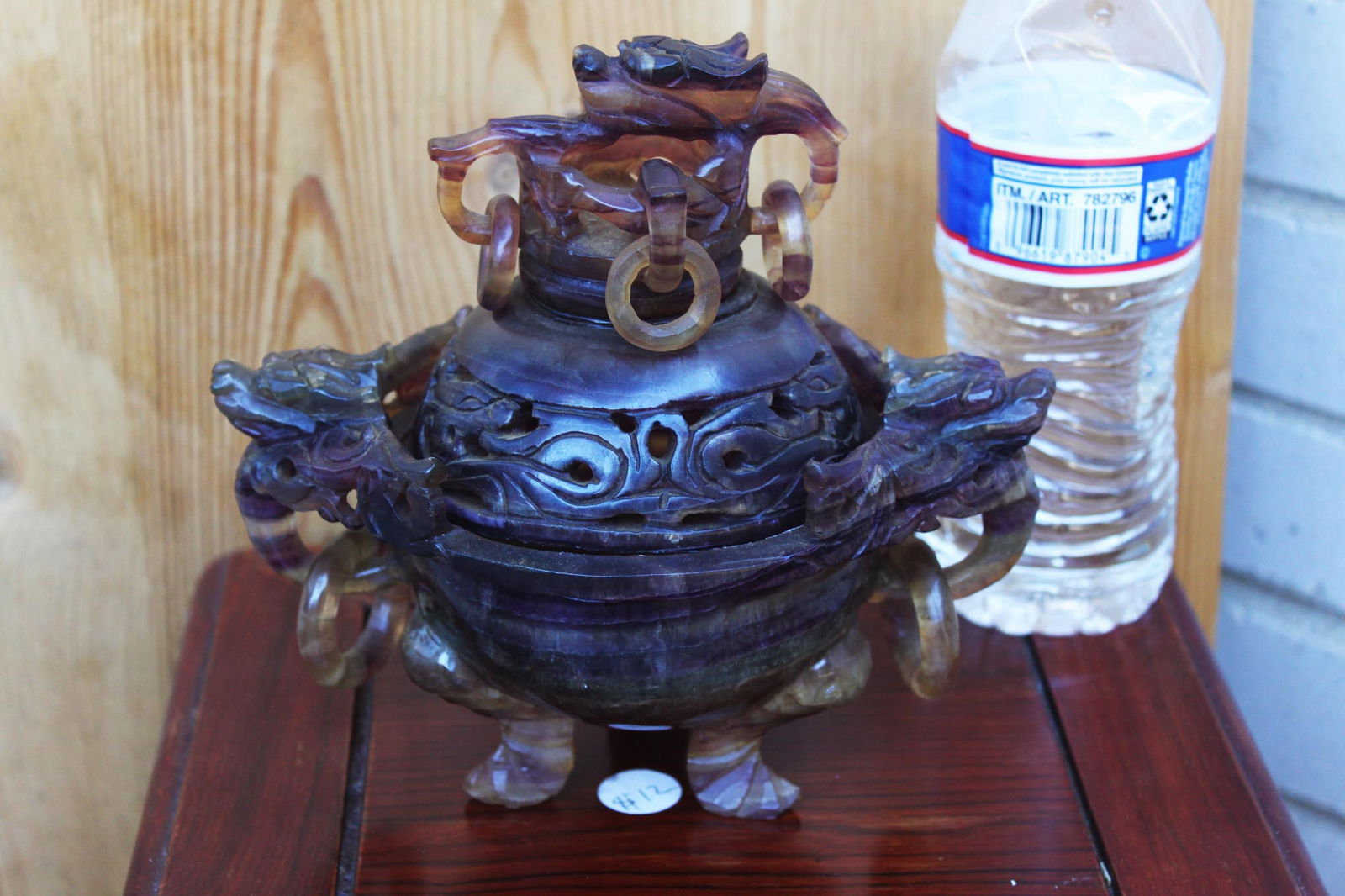 A  carved Chinese hardstone censer (tripod ding form) (1 of 14)