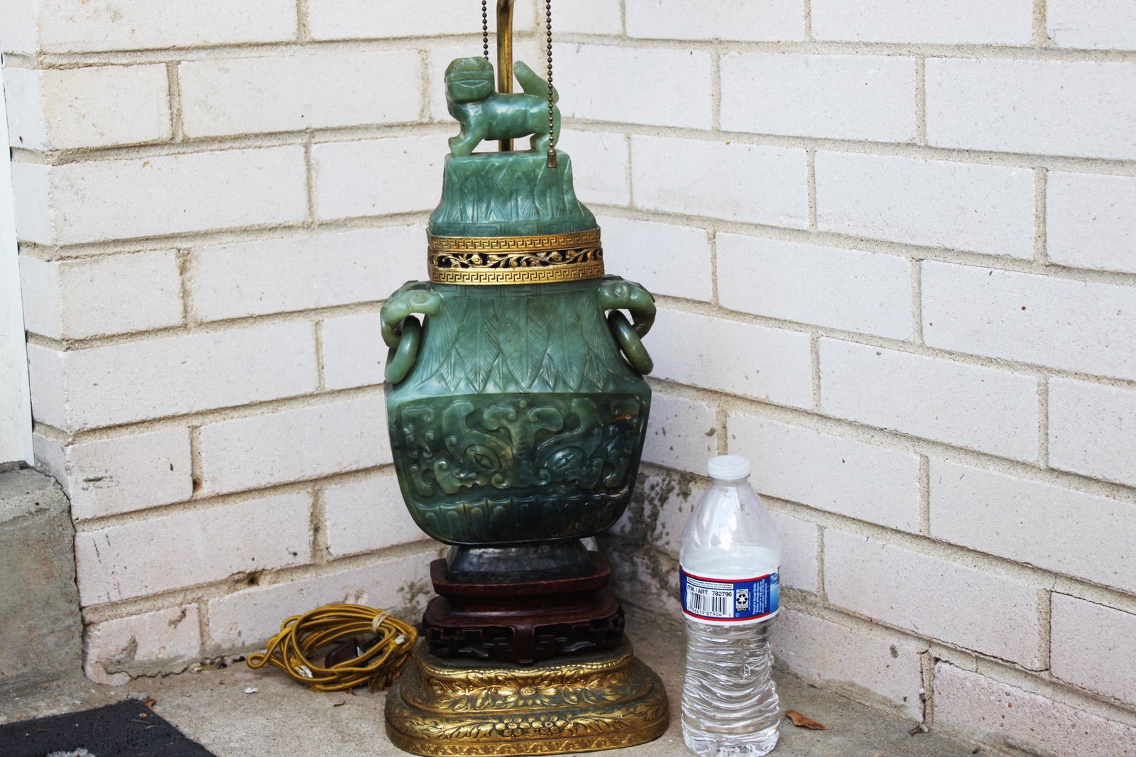 Chinese-style carved hardstone urn converted into a table lamp (1 of 20)