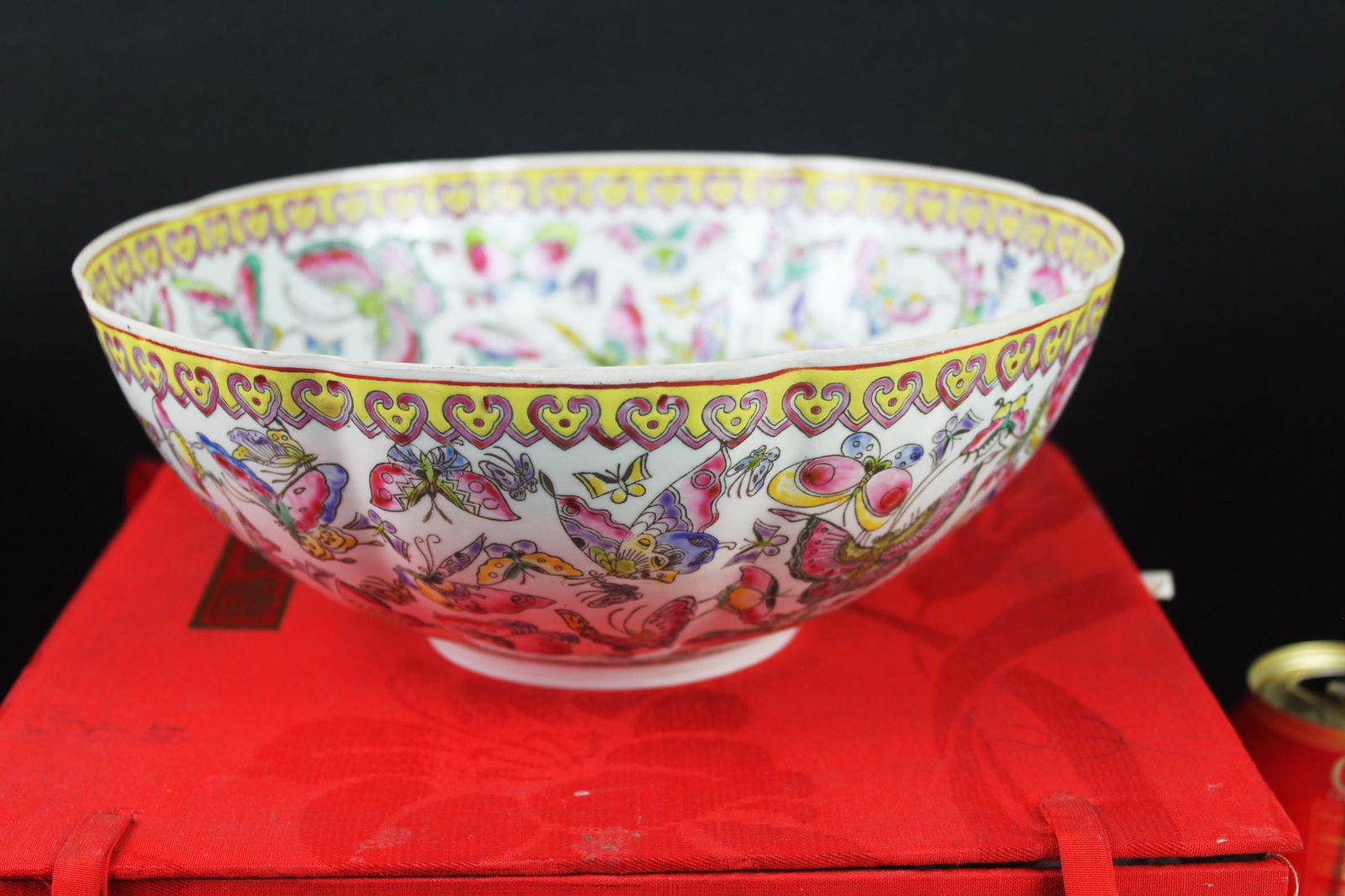 Chinese Famille Rose “Hundred Butterflies?? Porcelain Bowl, 20th Century (1 of 5)