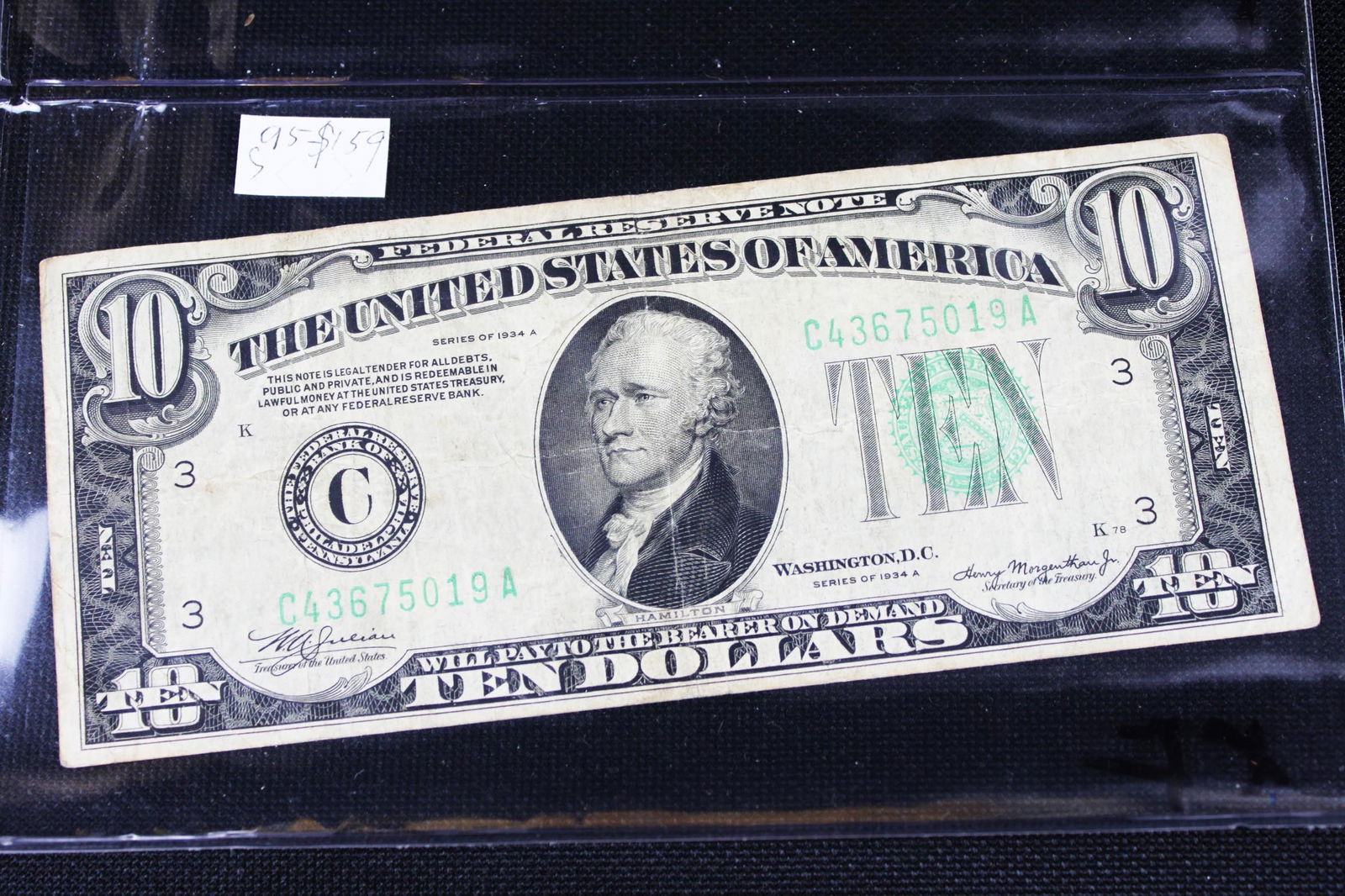 1934-A $10 Federal Reserve Note – Philadelphia District “C (1 of 2)