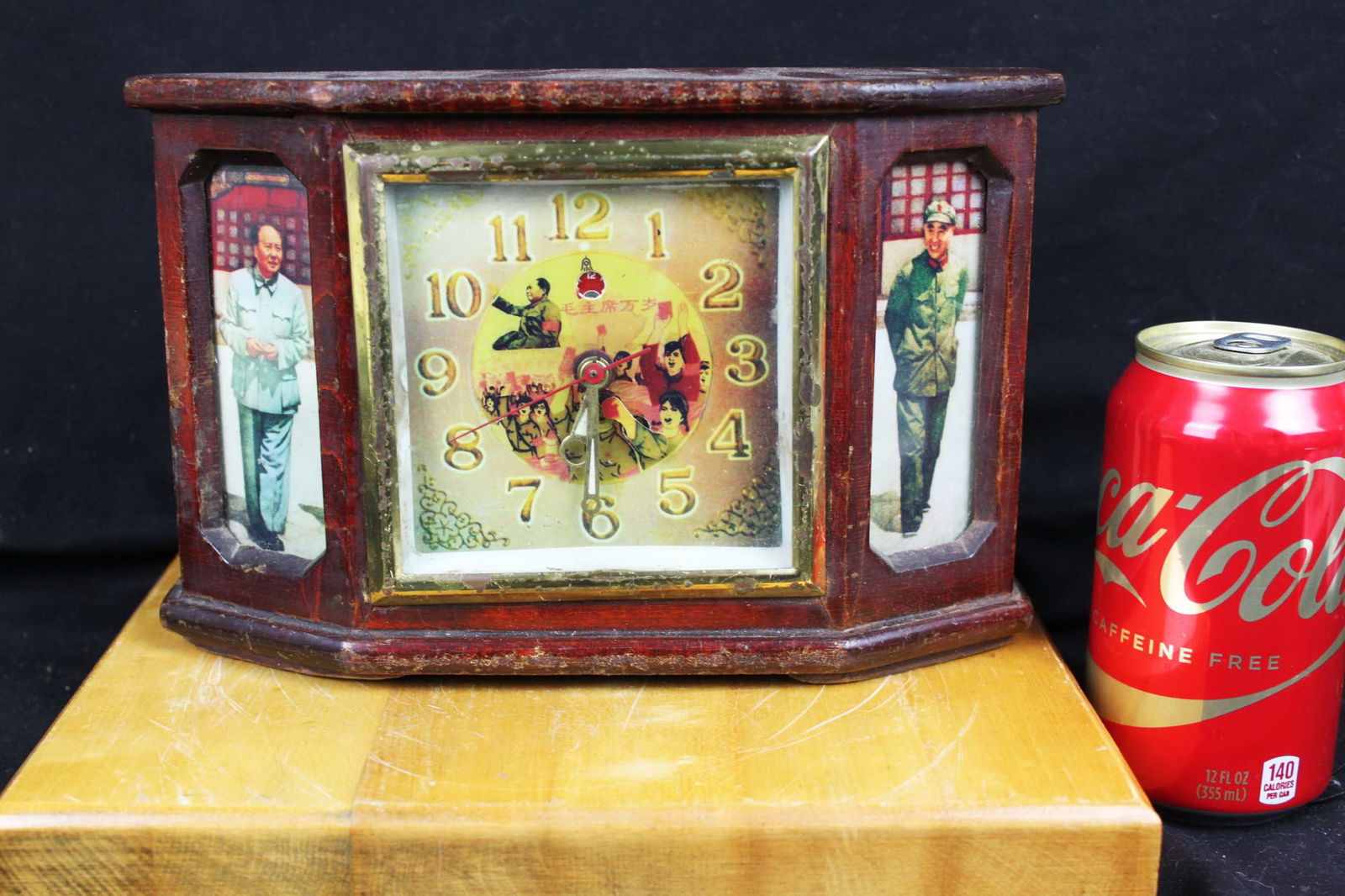 Antique Chinese Clock in redwood box 1900s or earlier (1 of 9)