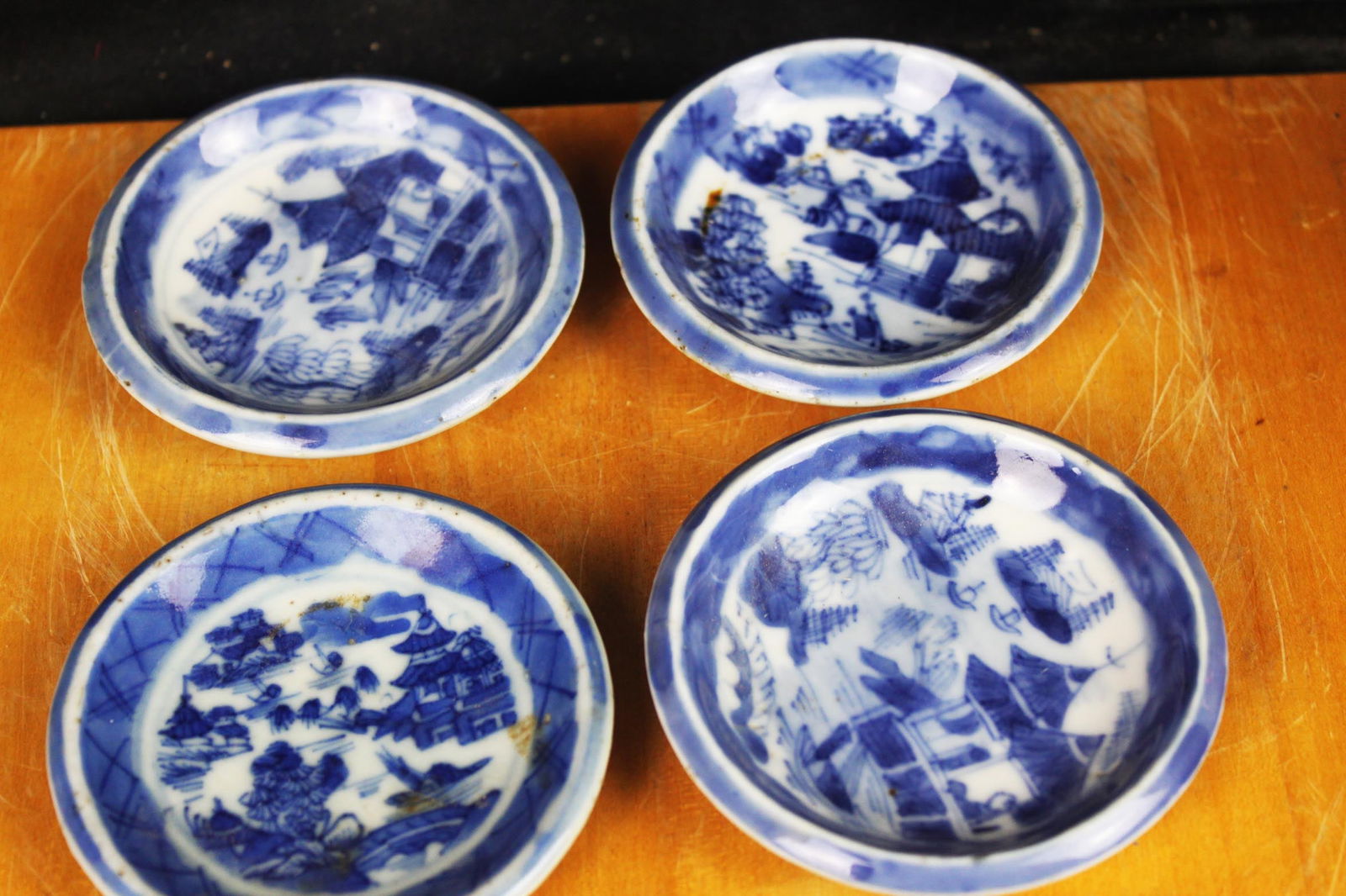 Antique Chinese Porcelain Plates group of 4-butter pats round shape (1 of 4)