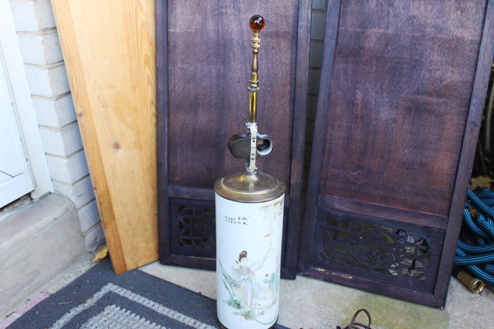 Chinese famille rose / fencai hand-painted porcelain vase: 12''x5''