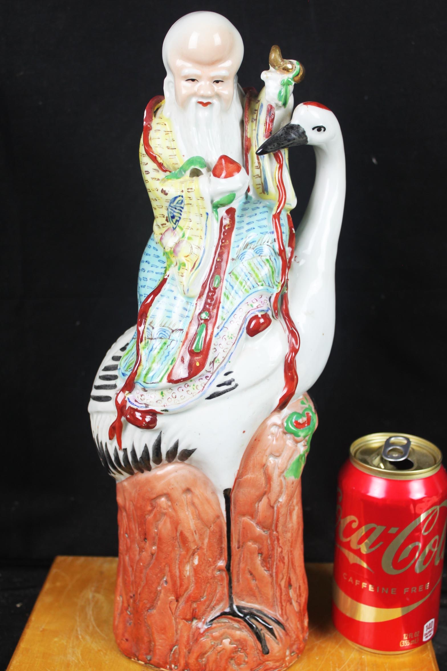 Antique 19th C. Chinese Famille Porcelain Buddha Statue God Shou Lao Figure Rare (1 of 10)