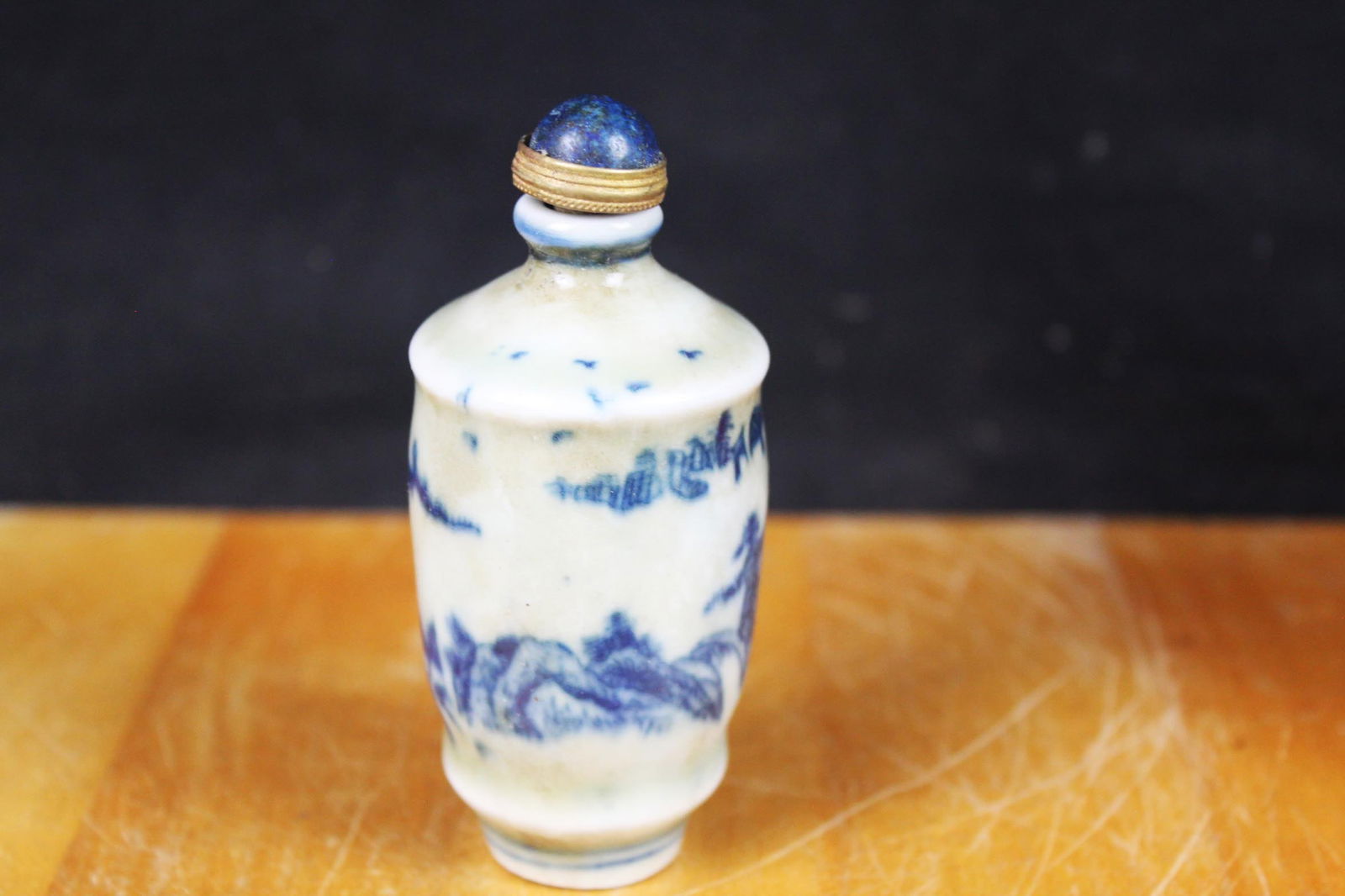 Antique Chinese Blue and White Porcelain Snuff Bottle (1 of 5)
