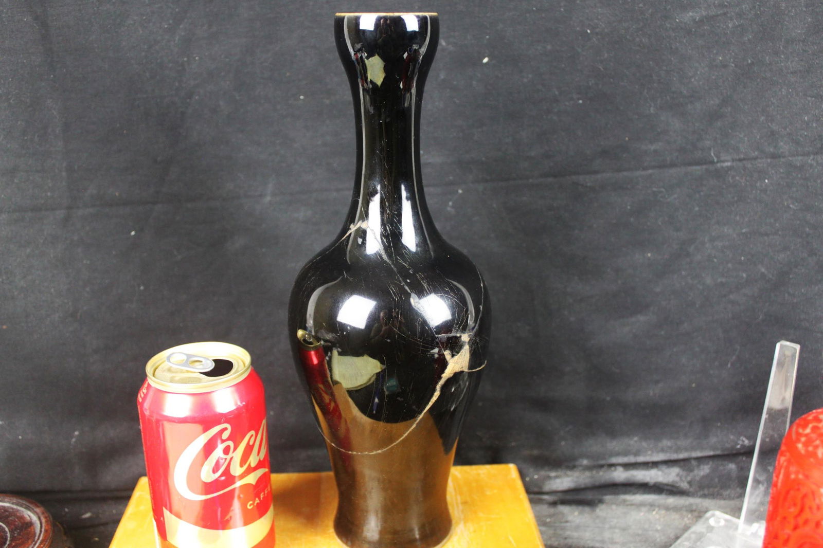 Antique Chinese Black Porcelain (mirror black porcelain) vase (1 of 7)