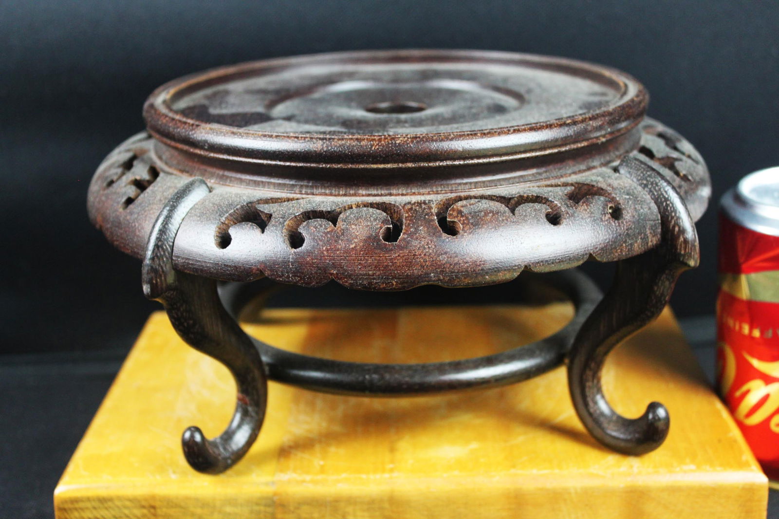 Round Carved Wooden Stand (1 of 6)