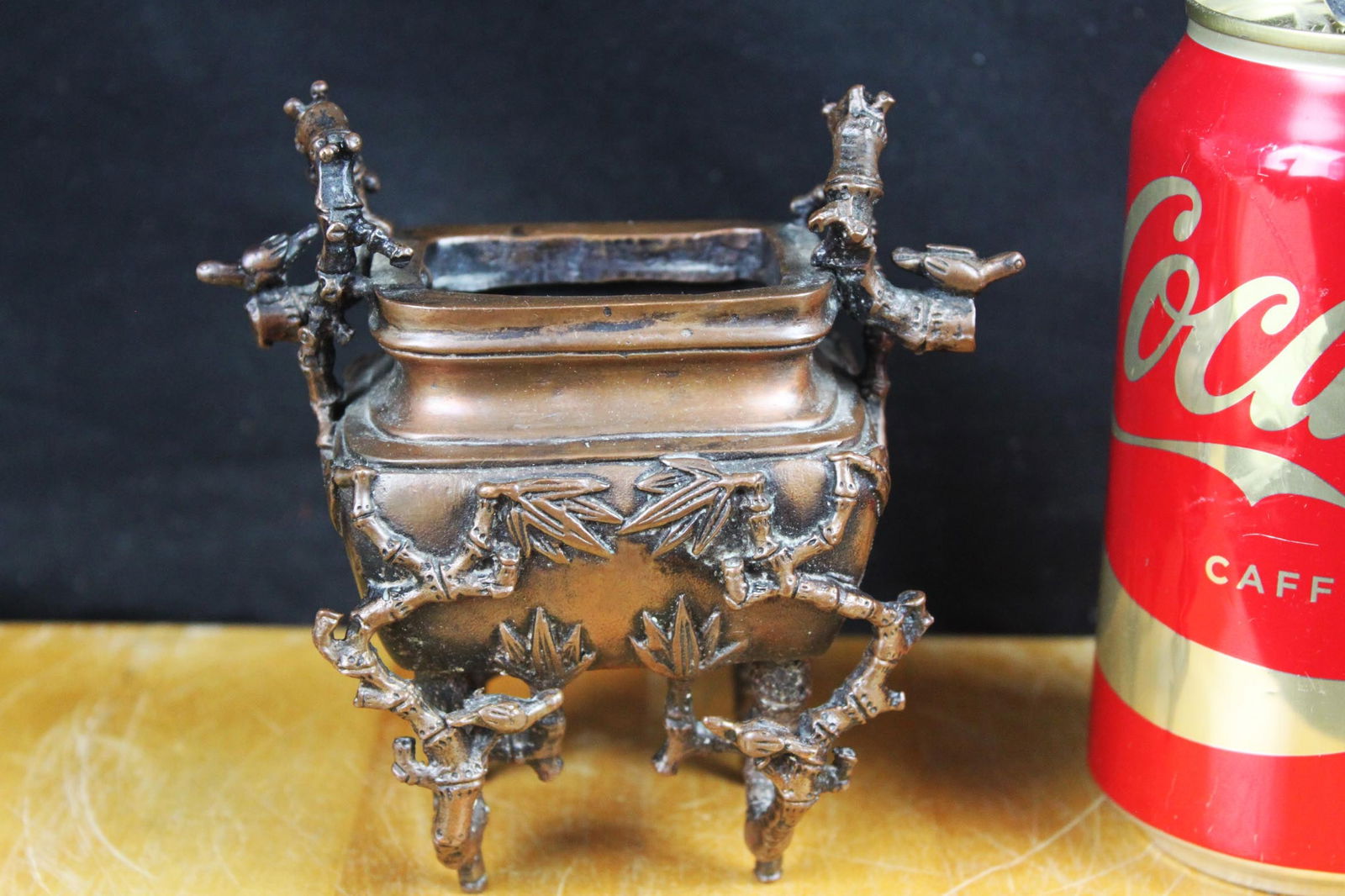 Antique Chinese Dynasty Marked Bronze Bamboo Ding Incense Burner Censer (1 of 7)