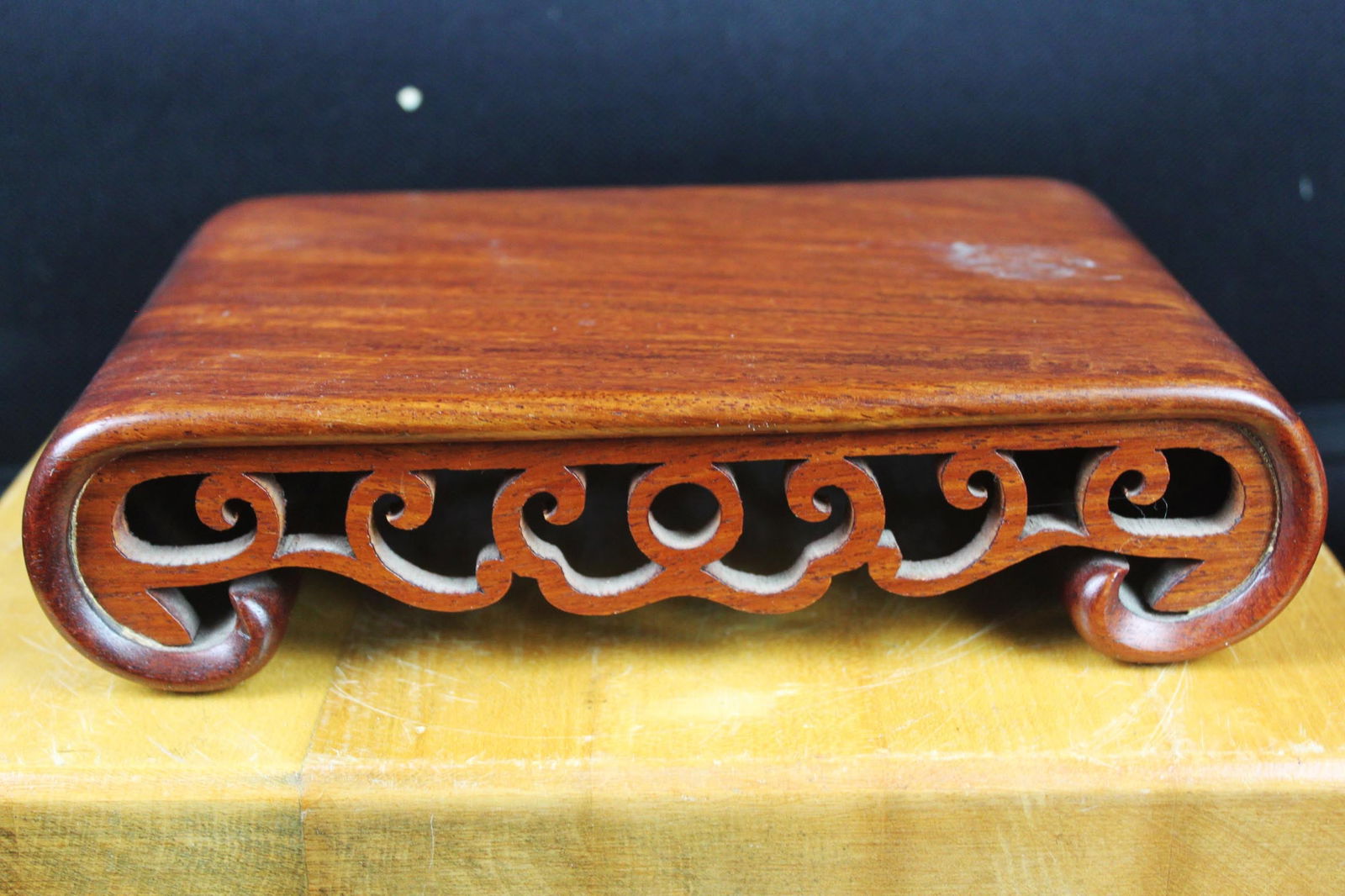 Chinese Carved Hardwood Display Stand with Openwork Scroll Design (1 of 6)