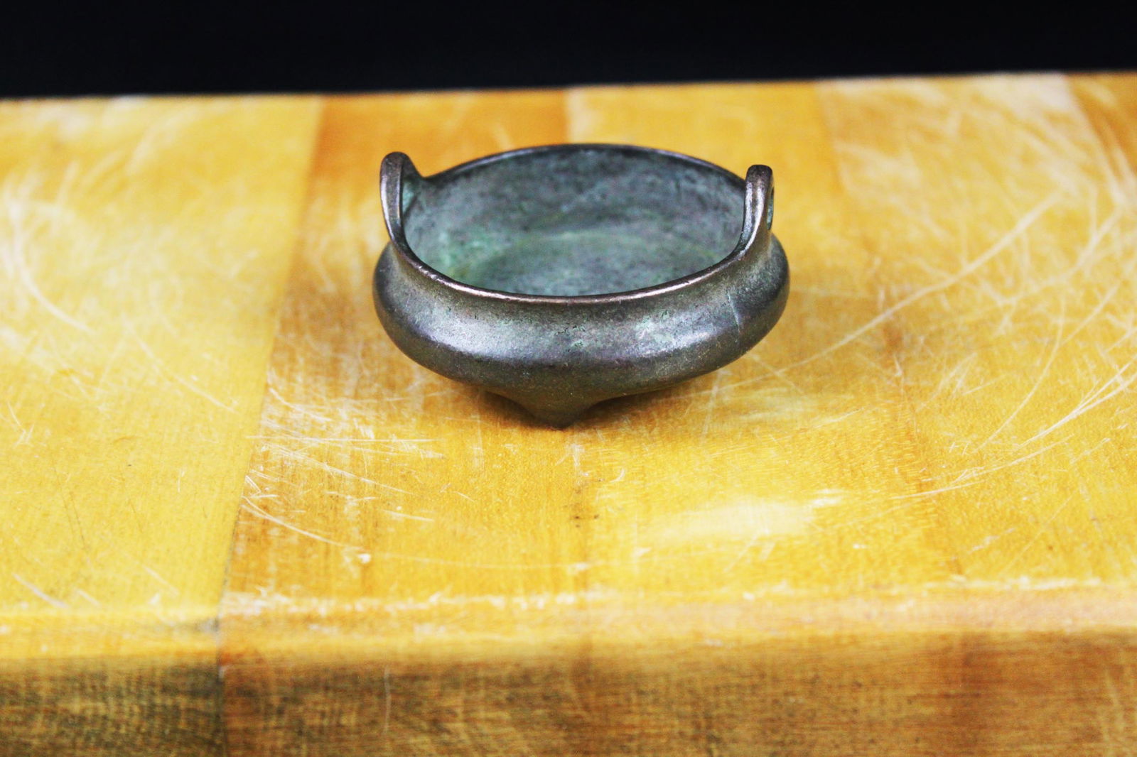 Antique Chinese Bronze Tripod Incense Burner with Twin Loop Handles, Signed Base (1 of 5)