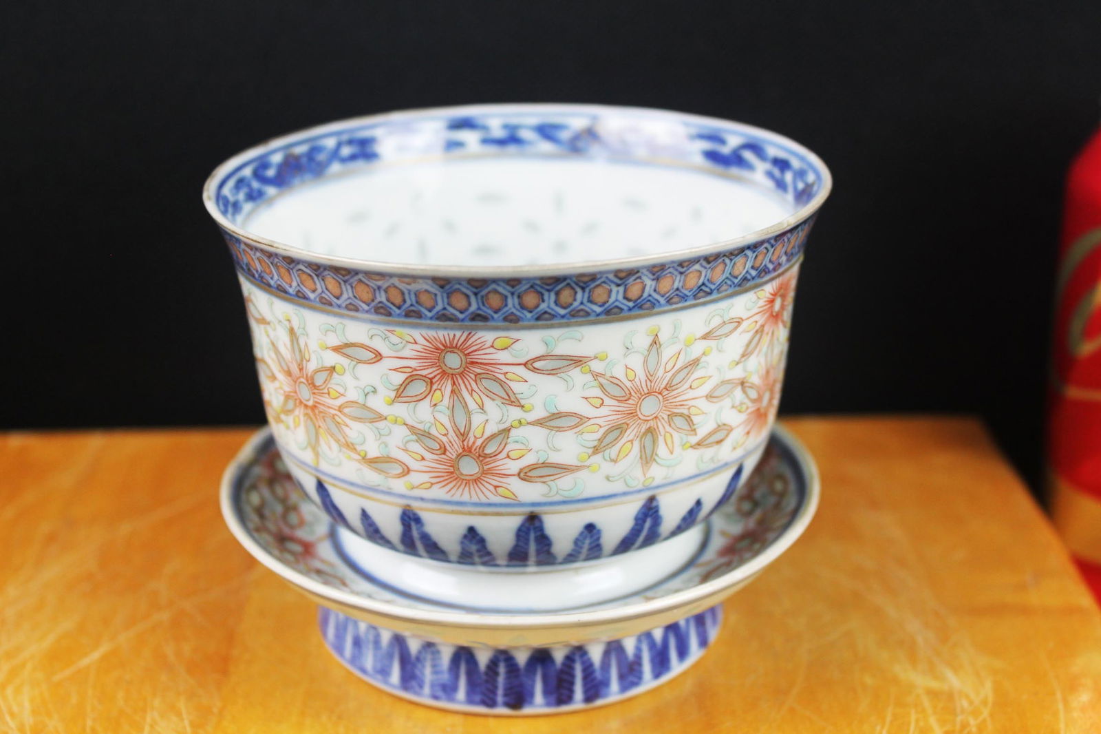 Chinese Porcelain Dragon Bowl with Matching Stand (1 of 4)