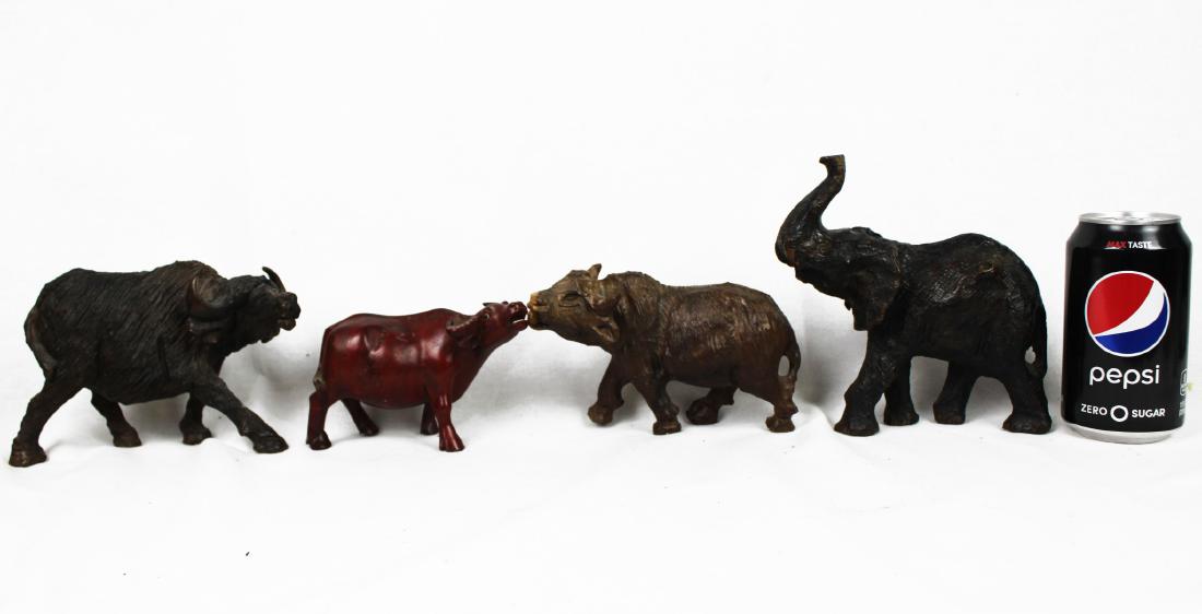 Hand Carved Animal Figures: Elephane 6''x4''x2'', cow 6''x4''x2'', 5''x3''x2''