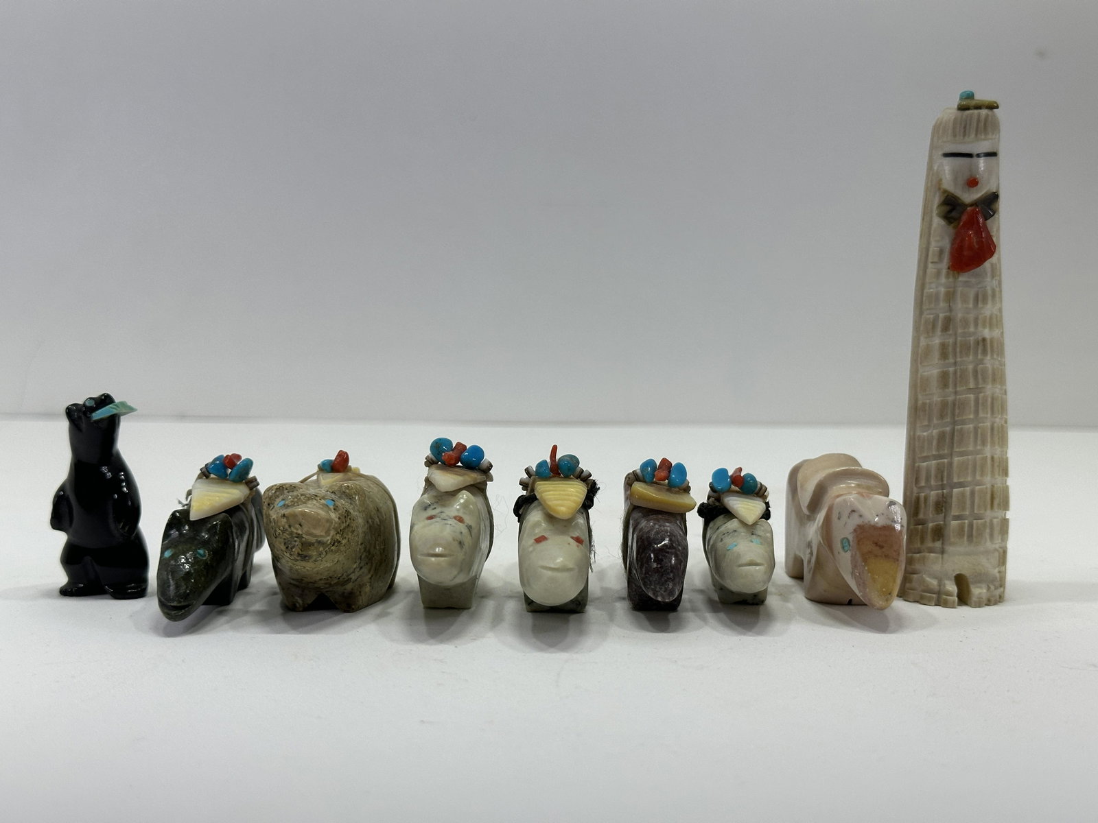LOT OF 9 NATIVE AMERICAN FETISHES: LOT OF 9 NATIVE AMERICAN FETISHES1.5" TO 4" Long