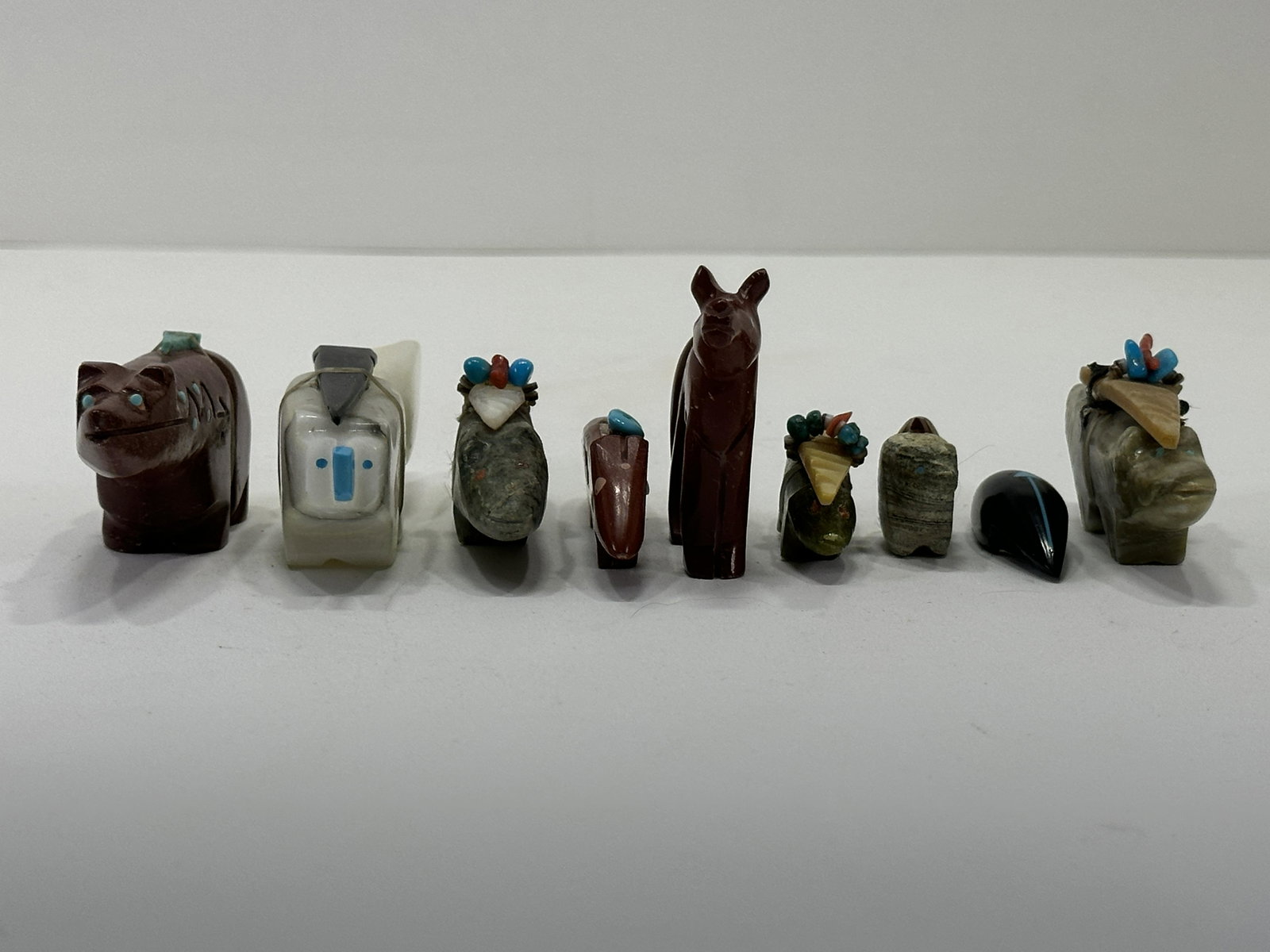 LOT OF 9 NATIVE AMERICAN FETISHES: LOT OF 9 NATIVE AMERICAN FETISHES1" TO 3.5" Long