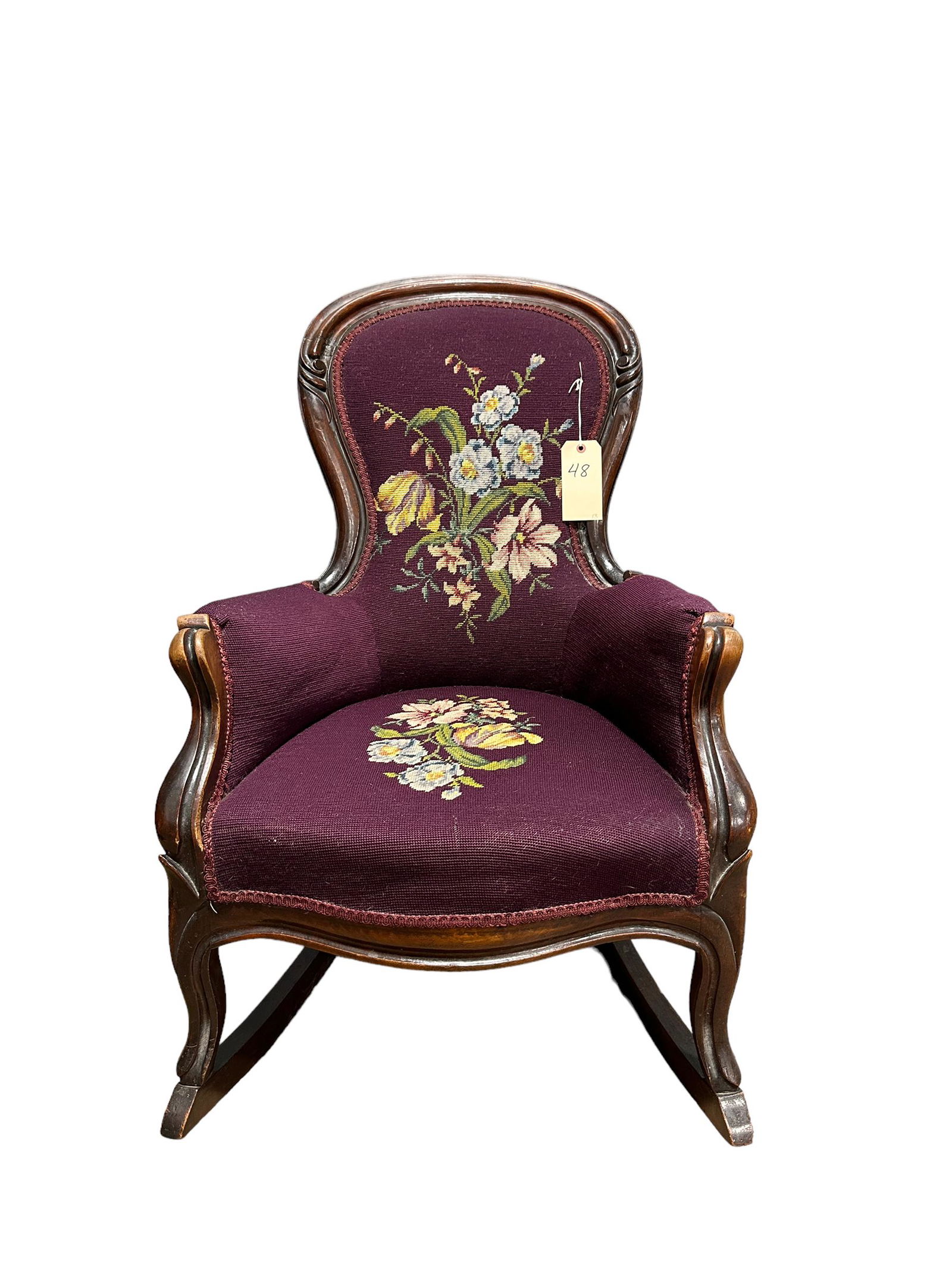Antique Needlepoint Rocking Chair Auction