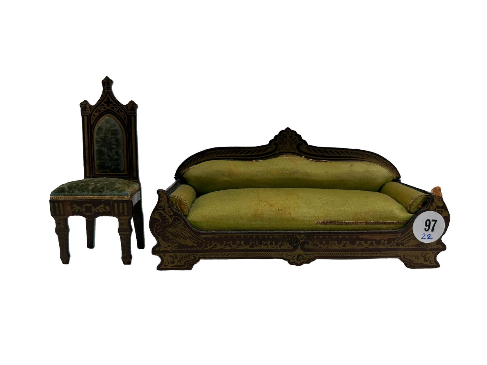 Lot of 2 Empire Style Dollhouse Furniture Pieces (1 of 5)