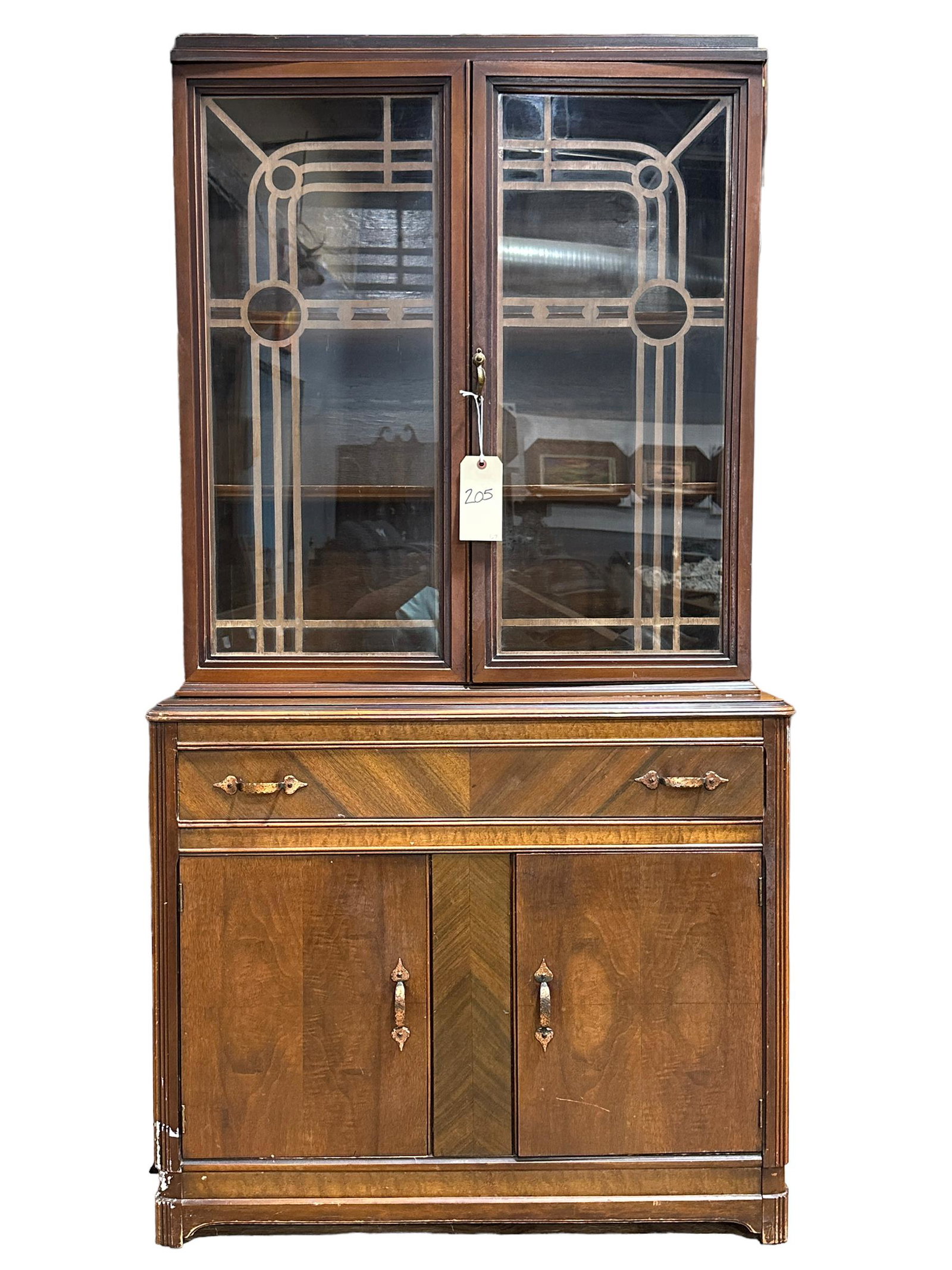 Antique Art Deco Waterfall Cabinet: Antique Art Deco Waterfall Cabinet. Measures 67" x 36" x 16.25"