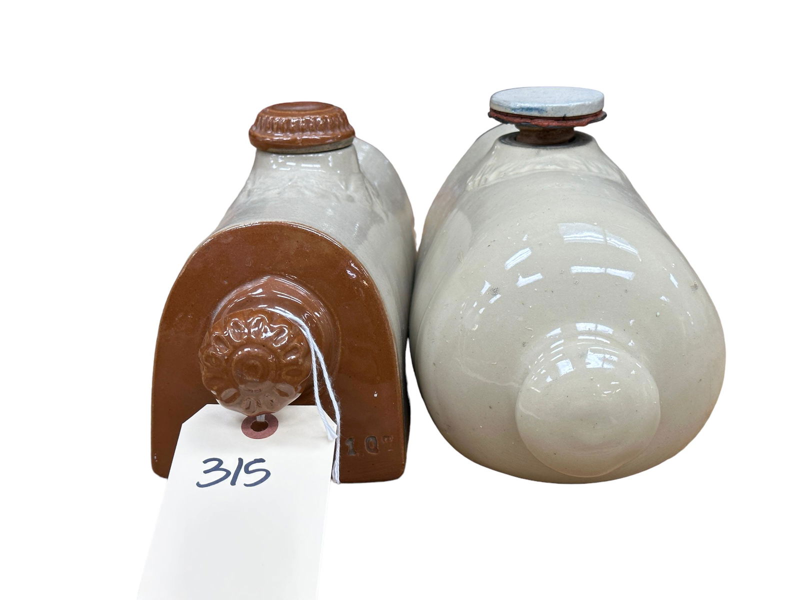 Lot of 2 Vintage Stoneware Bed Warmer Bottles (1 of 7)