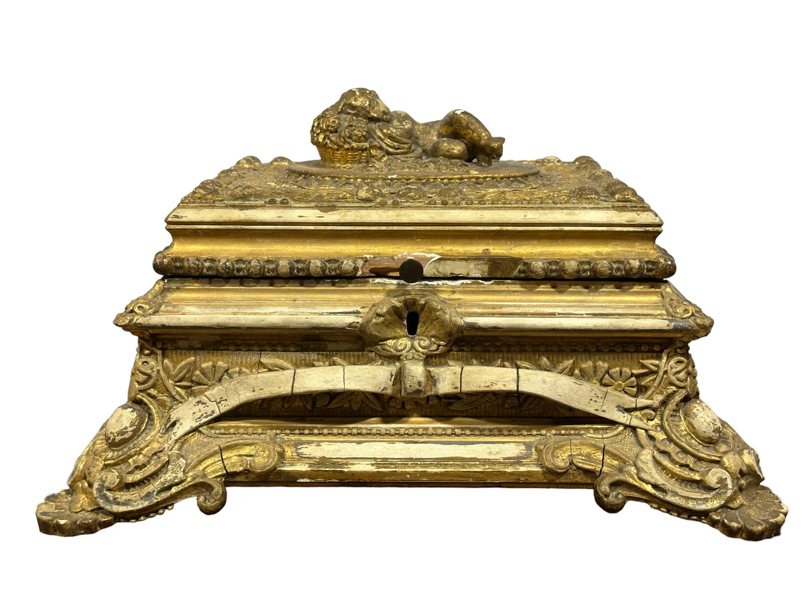 Antique Jewelry Box: Antique Jewelry Box. Measures 7.5" x 12.5" x 10". Has monogramed mirror that reads "R.A.Smith" & is velvet lined.
