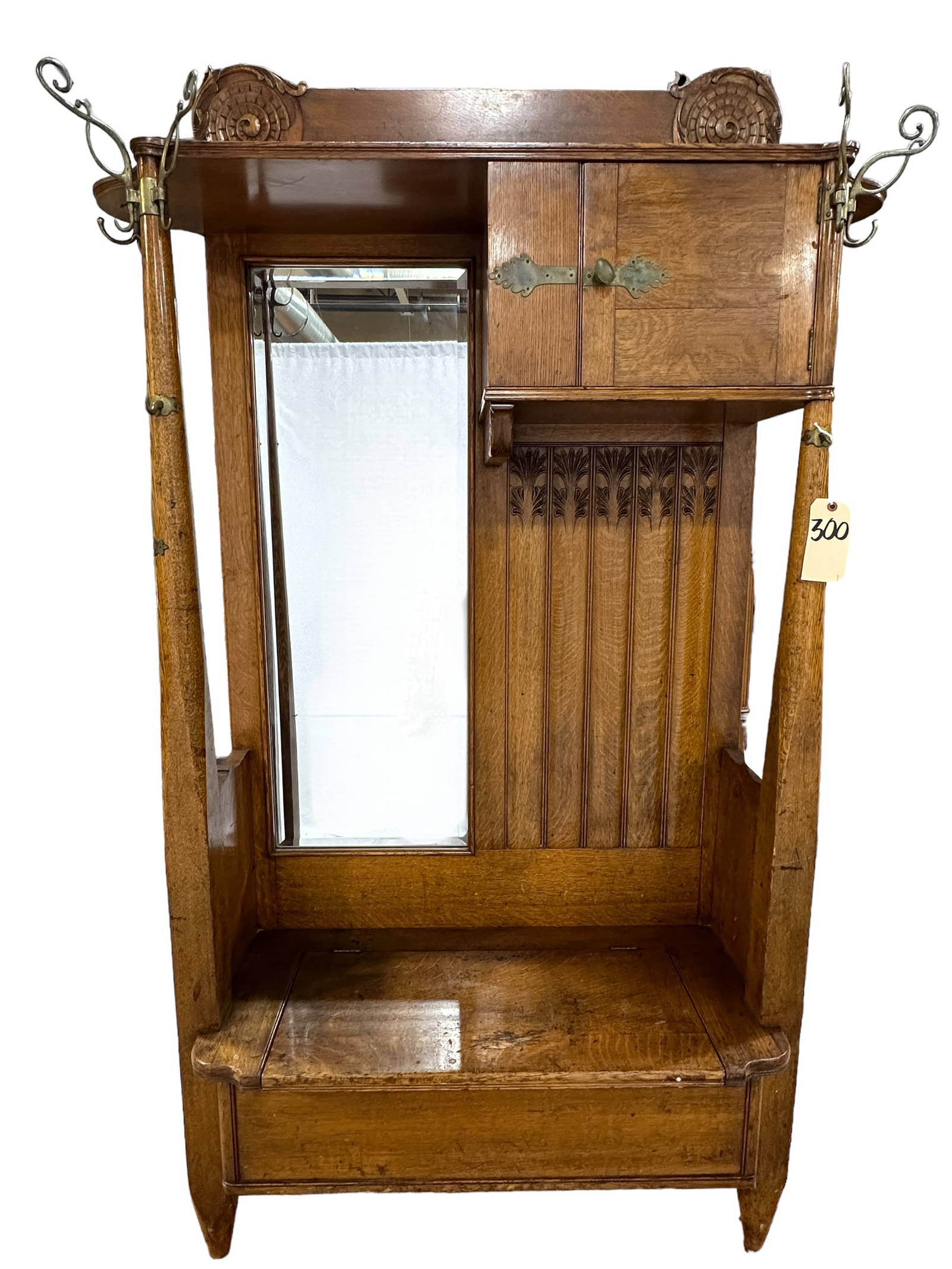 Antique Oak Hall Tree Auction