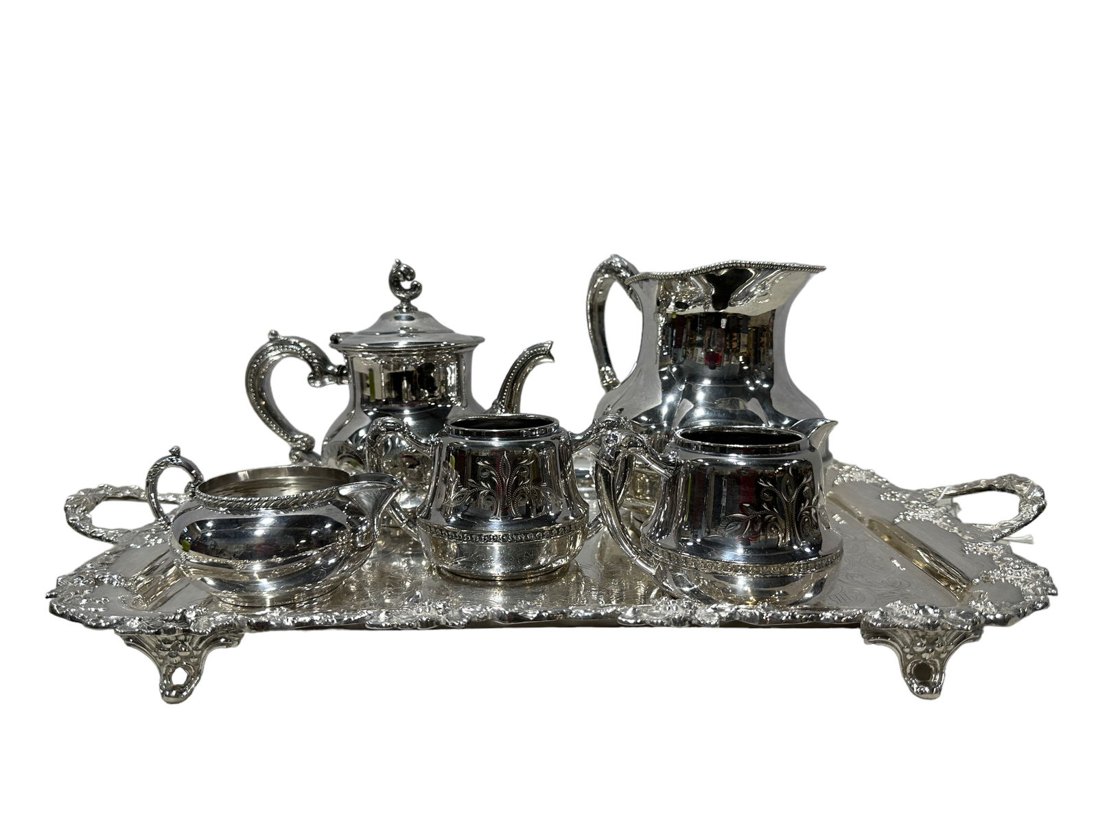 6 Piece Manhattan Silver Plate Tray and Tea Set (1 of 7)