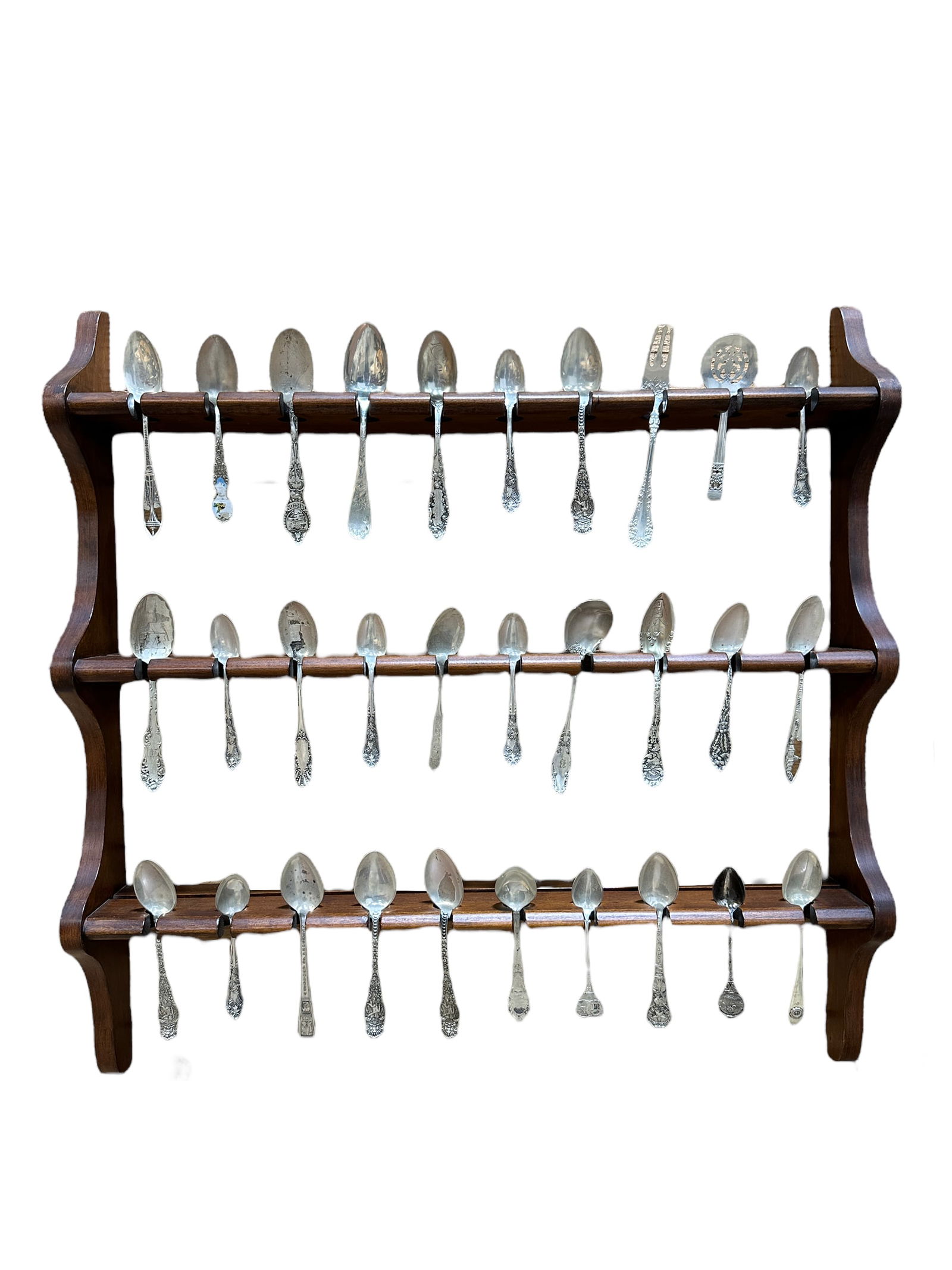 30 Sterling Silver Spoons w/ Spoon Rack (1 of 3)