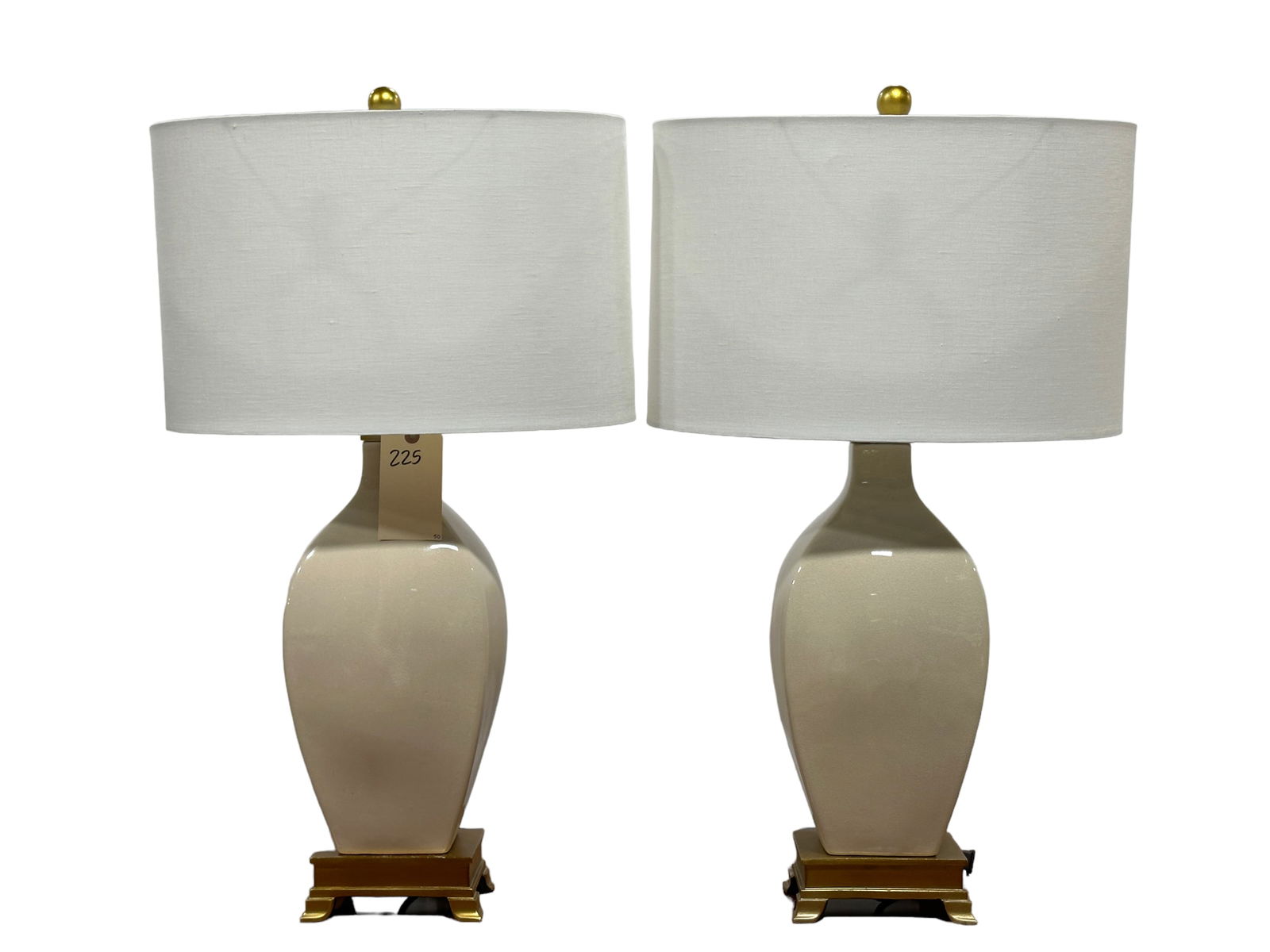 Pair of Cream Ceramic Lamps (1 of 5)