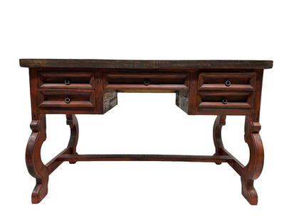 Rustic Wood Style Writing Desk: Rustic Wood Style Writing Desk. Measures approx. 32.5" Height x 54" Width x 24" Depth. This does not qualify for in-house shipping.