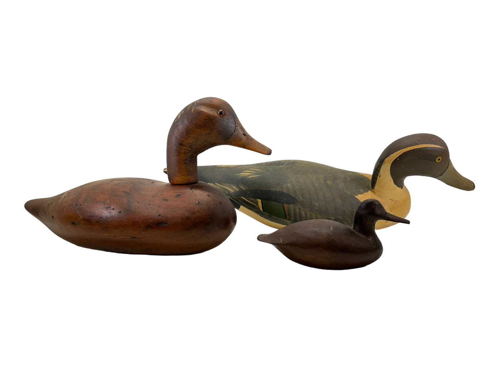 Lot Of 3 Wooden Duck Decoys Auction