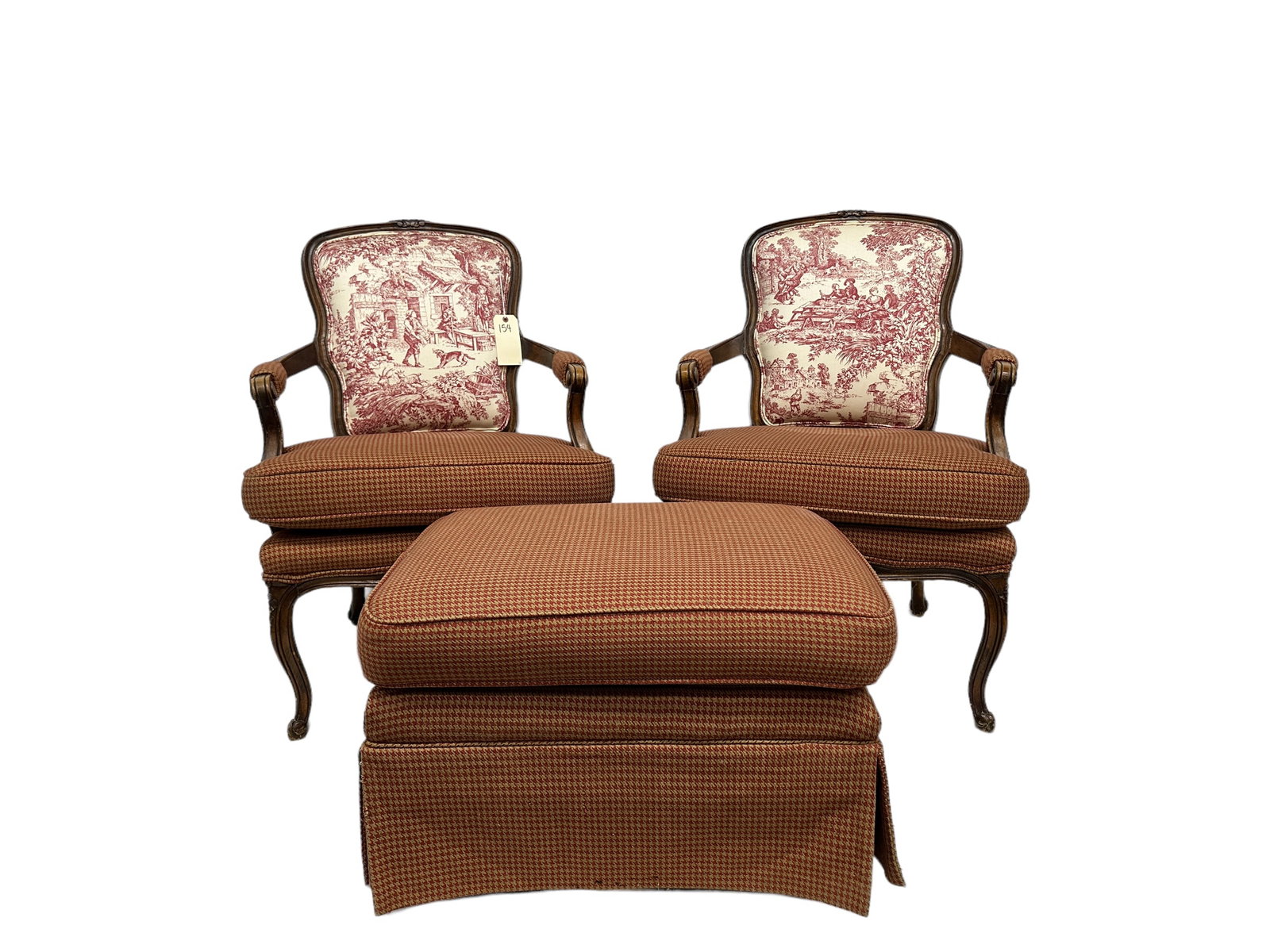 Pair of French Provincial Chairs & Footstool (1 of 9)