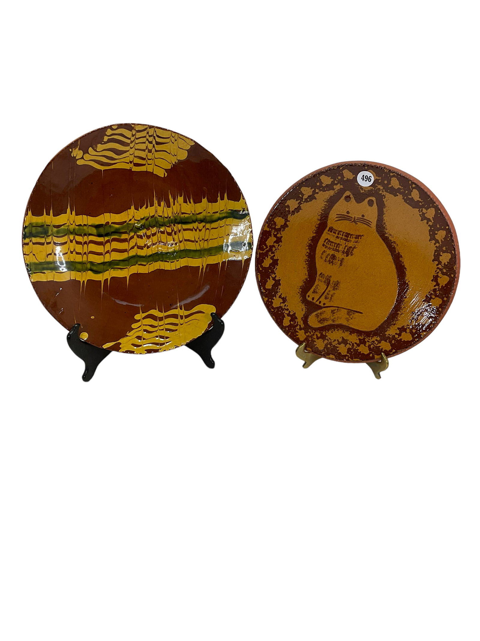 2 Signed Clay Pottery Plates (1 of 6)