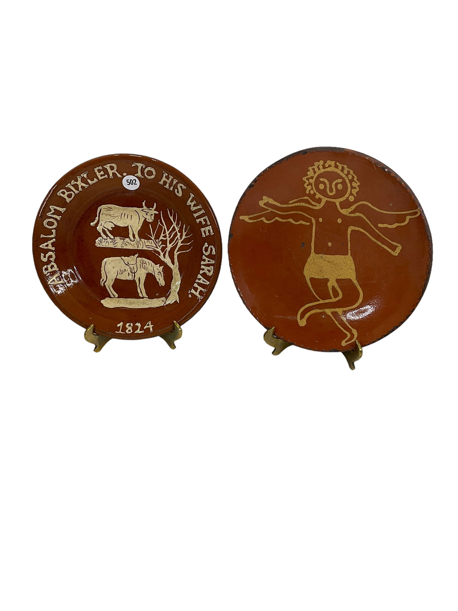 Lot of 2 Signed Pottery Plates (1 of 6)