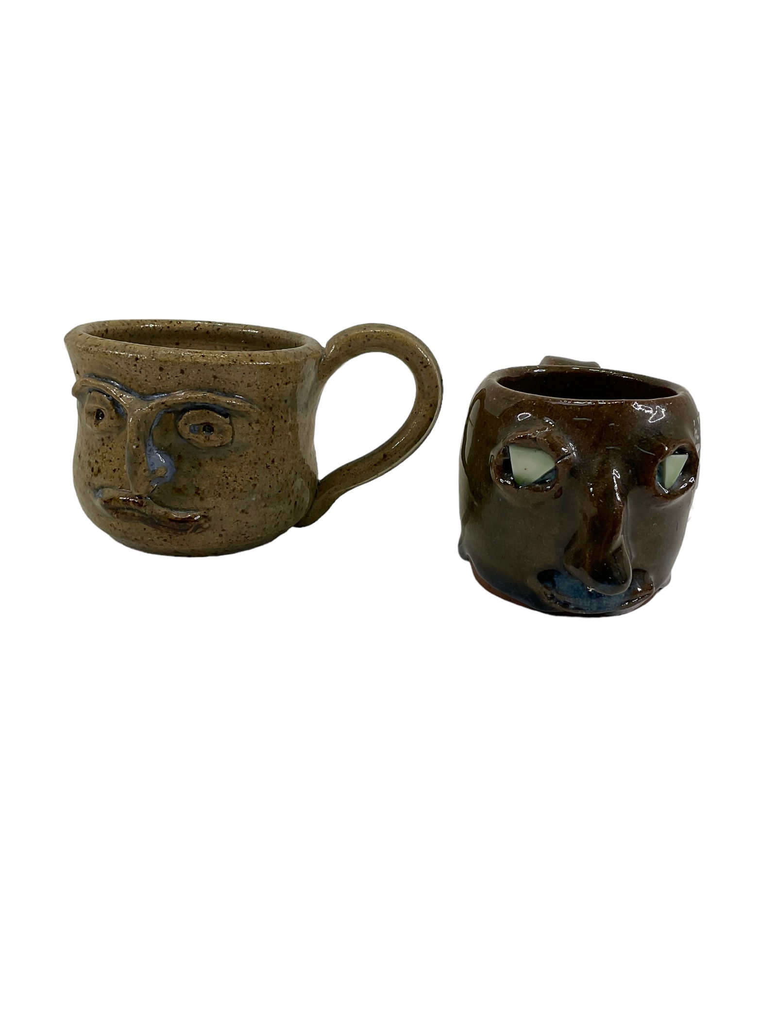Lot of 2 Small Pottery Face Mugs (1 of 6)