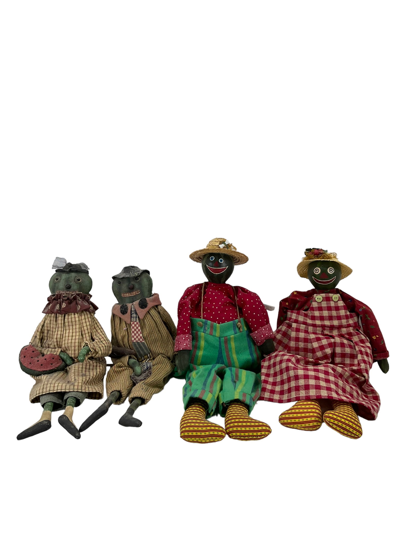 Lot of 4 Watermelon Head Folk Art Dolls (1 of 3)