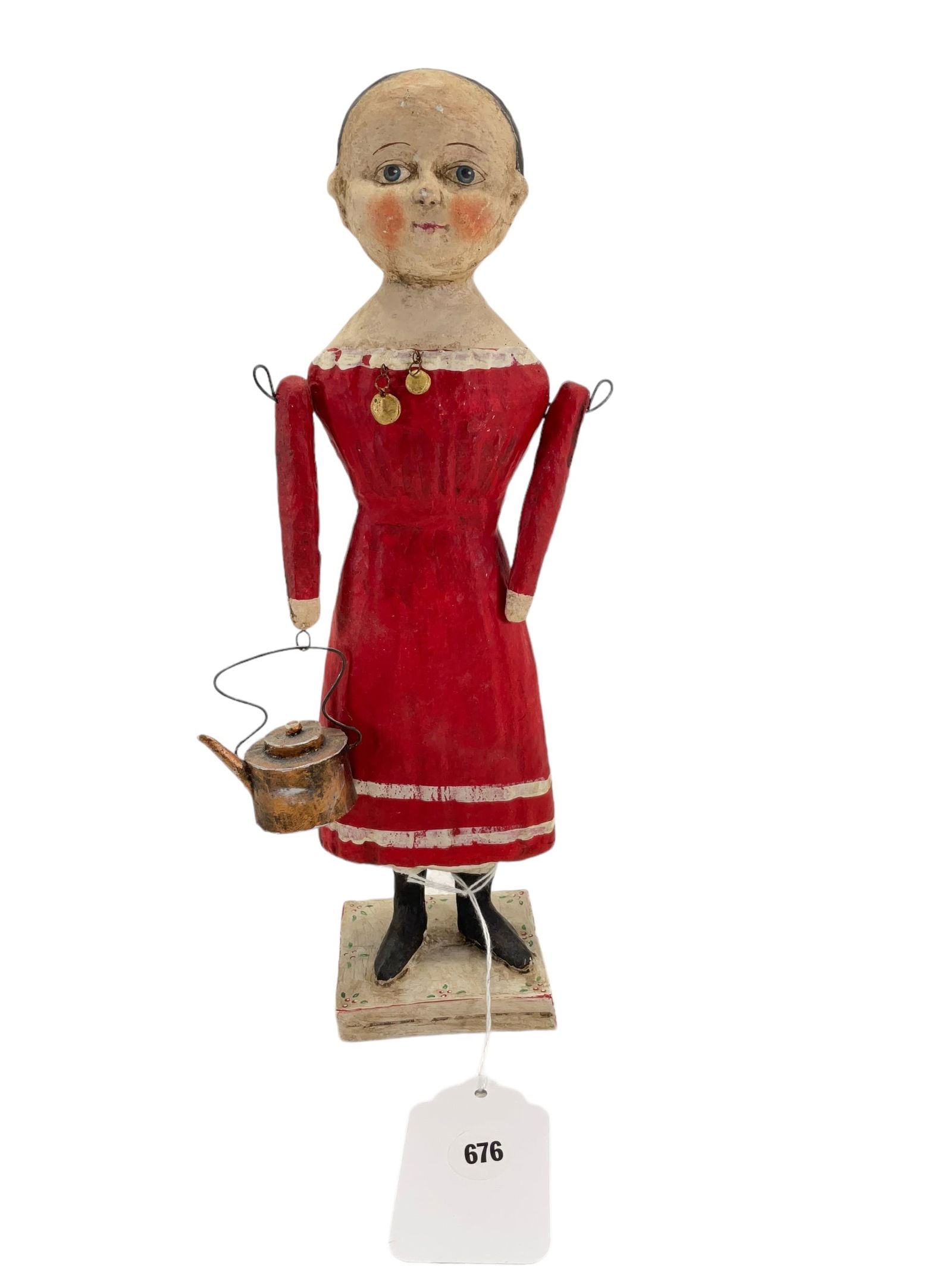 Debbie Thibault "Polly Put the Kettle On" Folk Art Figure (1 of 3)