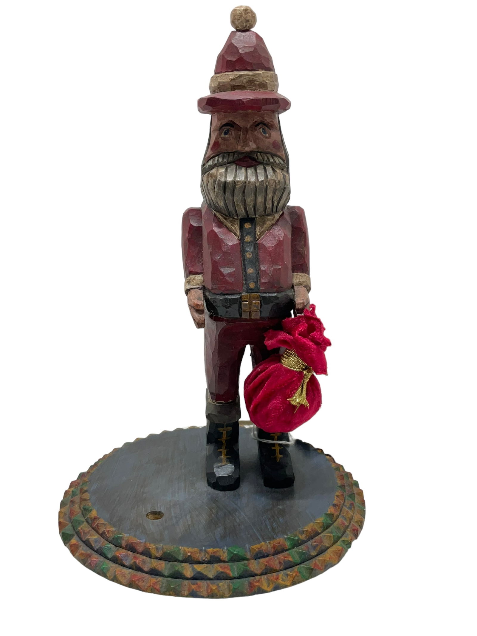 Timothy Strawser Wood Carved Folk Art Santa Auction