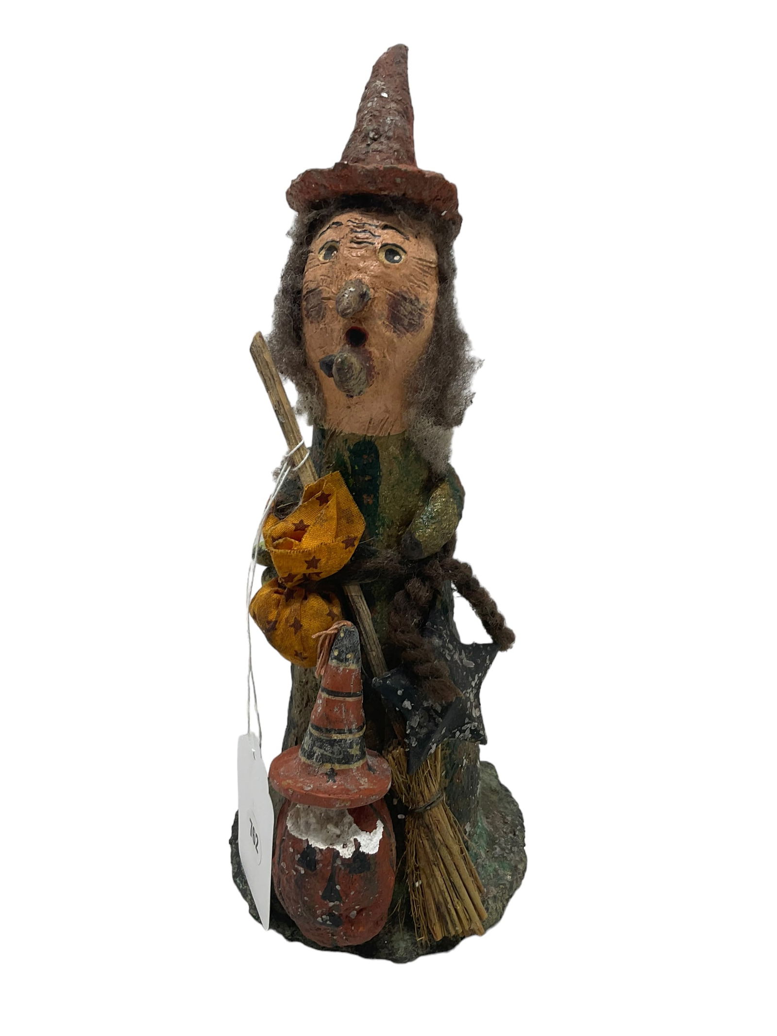 Krisnick Thomas Panetta Folk Art Witch: Krisnick Thomas Panetta Folk Art Witch. Measures 11.5" tall. Signed "Krisnick Thomas Panetta" on bottom. Has some damage to the pumpkin.